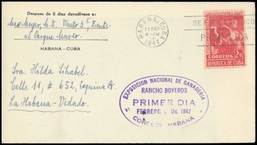 1947, Cuba, 208, FDC
