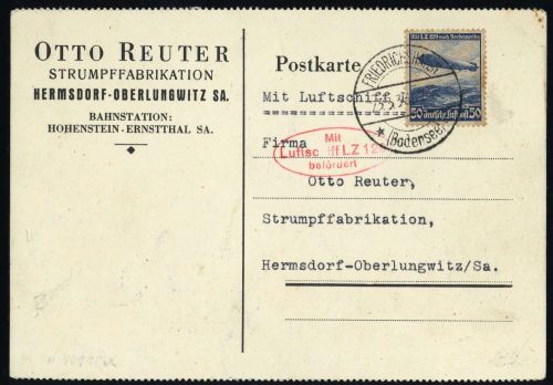 1936, Zeppelin,Zeppelinpost LZ129,Deutschlandfahrten, Si 401 Ab, ...