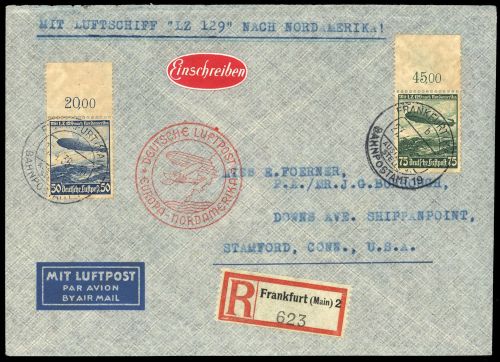 1936, Zeppelin,Zeppelinpost LZ129,Nordamerikafahrten, Si 406 C, ...