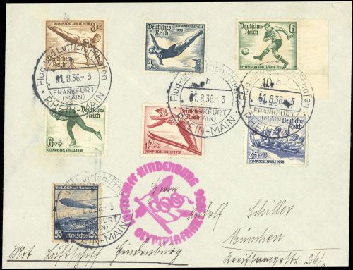 1936, Zeppelin,Zeppelinpost LZ129,Olympiafahrt, Si 427 Ba, Brief