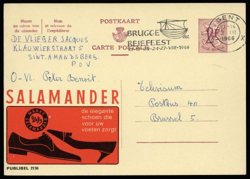 1966, Belgien, P 319 II, Brief