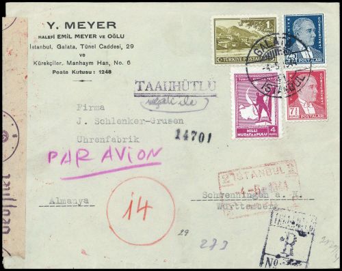 1944, Türkei Zwangszuschlag für den Roten Halbmond, 64, Brief