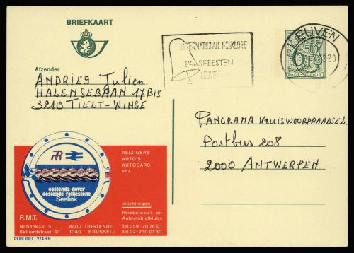 1982, Belgien, P 419 IV, Brief