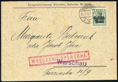 1915, Deutsche Besetzung I. WK Polen, 2 u.a., Brief