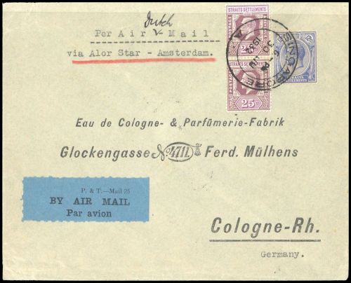 1922, Malaiische Staaten Straits Settlements, 169 II, 182, Brief
