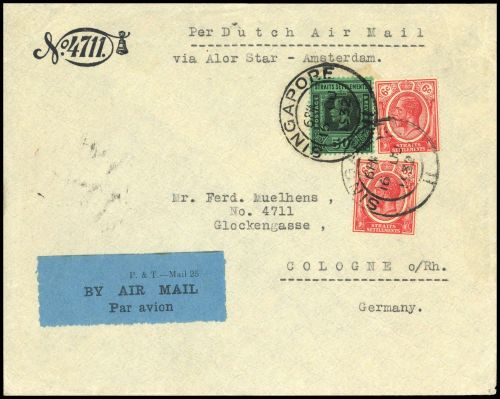 1925, Malaiische Staaten Straits Settlements, 185, 180 b, Brief