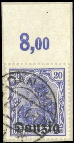 1920, Danzig, 4 P OR, Briefst.