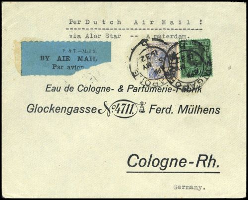1922, Malaiische Staaten Straits Settlements, 185, 182, Brief