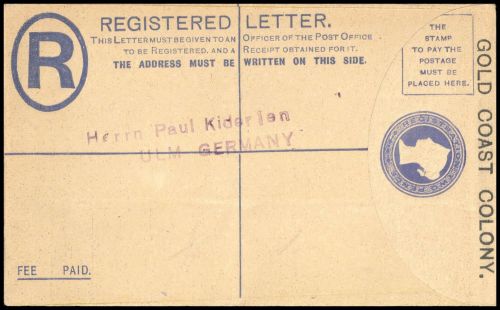 1893, Goldküste, EU 5 A/IV, Brief