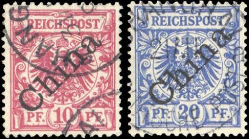 1898, Deutsche Auslandspost China, 3+4 I, gest.