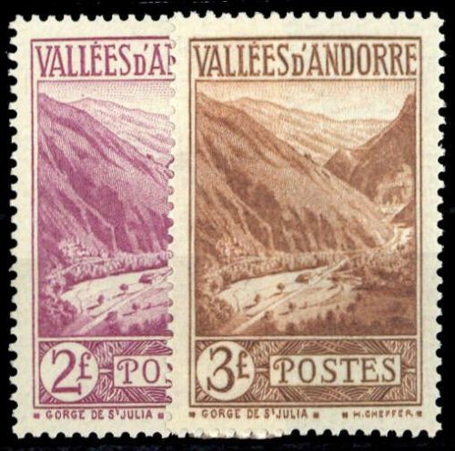 1932, Andorra Französische Post, 43+44, *