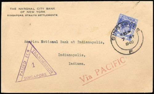 1940, Malaiische Staaten Straits Settlements, 219, Brief