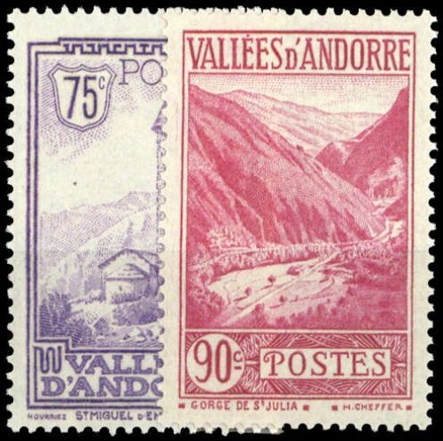 1932, Andorra Französische Post, 37+38, *