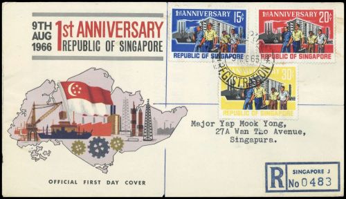 1966, Singapur, 74-76, FDC