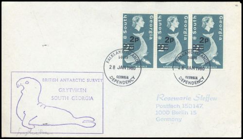 1971, Falkland Abhängige Gebiete F Süd Georgien, 28 (3), Brief