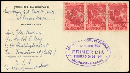 1947, Cuba, 208 (3), FDC