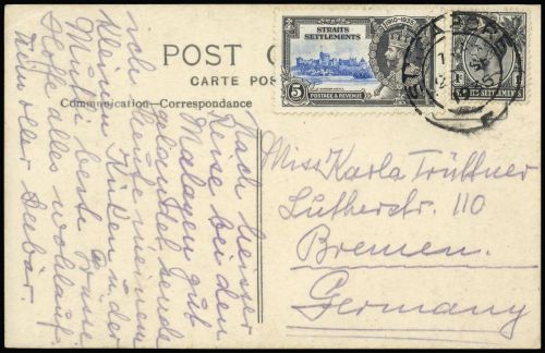 1935, Malaiische Staaten Straits Settlements, 188, 162, Brief