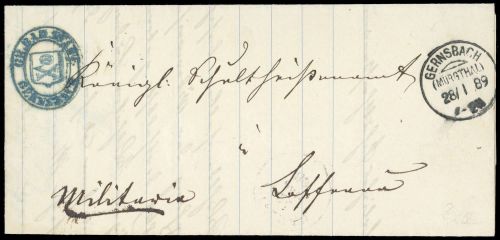1889, Feldpost vor I. Wk, Brief