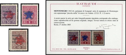 1943, Italien Besetzung II. WK Montenegro, CEI Segn 1-3, **