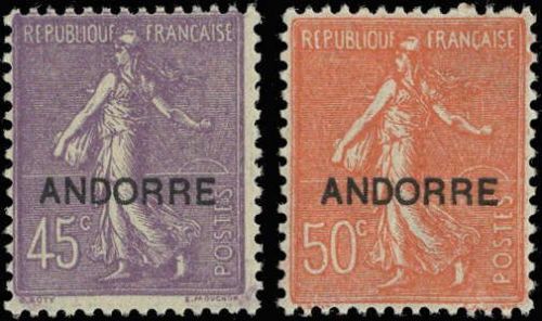 1931, Andorra Französische Post, 12+13, *