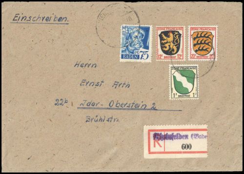 1947, Französische Zone Allgemeine Ausgabe, 1 u.a., Brief