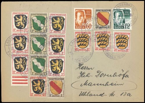 1947, Französische Zone Allgemeine Ausgabe, 1 u.a., Brief