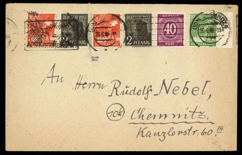 1948, SBZ Handstempel Bezirk 41, 166 X u.a., Brief