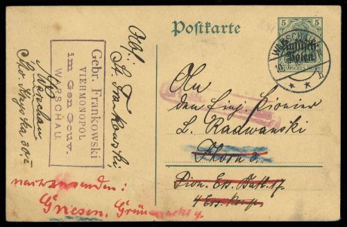 1916, Deutsche Besetzung I. WK Polen, P 1, Brief