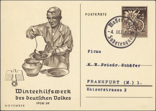 1938, Sudetenland Reichenberg Maffersdorf, DR P 274/02, Brief