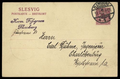 1920, Deutsches Abstimmgeb. Schleswig, P 3, Brief
