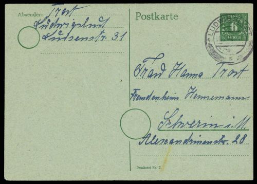1946, SBZ Mecklenburg Vorpommern, P 6, Brief