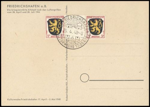 Französische Zone Allgemeine Ausgabe, 2 ZW, Brief