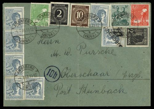 1948, SBZ Handstempel Bezirk 27, 170 V u.a., Brief