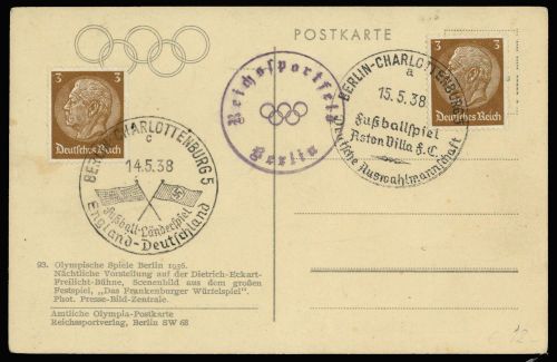 1938, Sport u. Spiel,Fussball sonstige, DR 513 (2), Brief