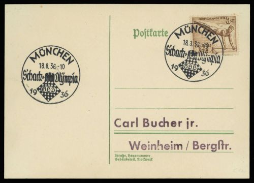 1936, Sport u. Spiel,Schach,, DR 609, Brief
