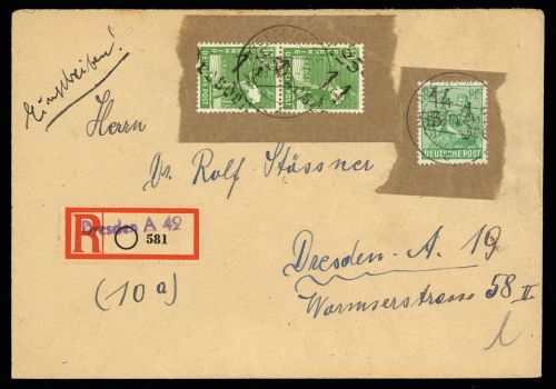 1948, SBZ Handstempel Bezirk 14, 181 II u.a., Brief