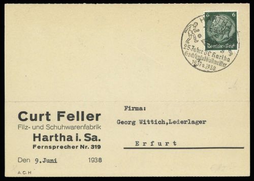 1938, Sport u. Spiel,Fussball sonstige, DR 516, Brief