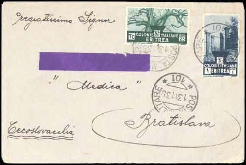 Italienisch Eritrea, 210, 208, Brief
