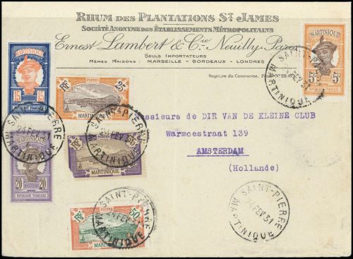 1908, Martinique, 88, 62 u.a., Brief