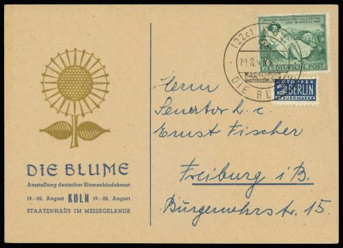1949, Natur,Blumen,allgemein, Biz 108, Brief