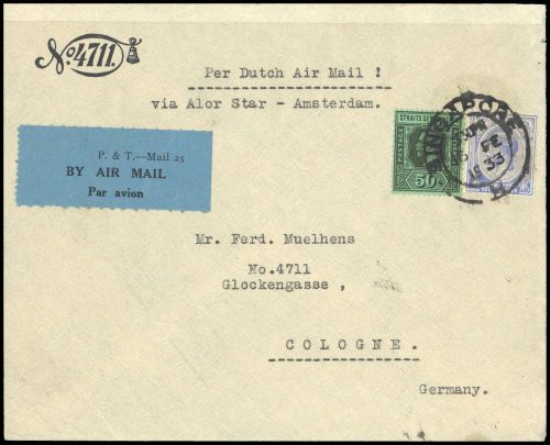 1922, Malaiische Staaten Straits Settlements, 185, 182, Brief