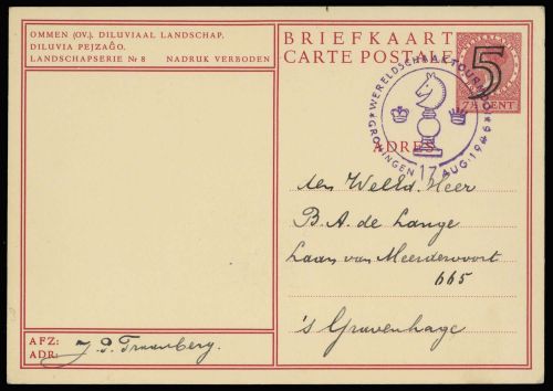 1946, Sport u. Spiel,Schach,, NL P 226 d, Brief