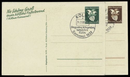 1938, Kunst u. Kultur,Karneval, Fasching,, DR P 276-77, Brief