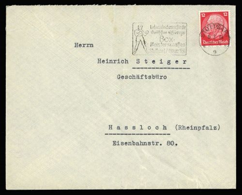 1934, Sport u. Spiel,Boxen,, DR 519, Brief