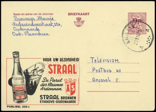 1967, Belgien, P 320 IV, Brief