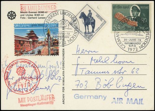 1972, Expeditionen, Himalaya, N 181 u.a., Brief