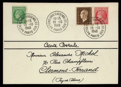 1948, Frankreich, 681, 685, 719, Brief