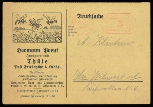 1933, Tiere,Insekten,Bienen, Brief