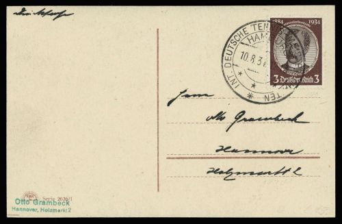 1934, Sport u. Spiel,Tennis,Tennis, DR 540, Brief