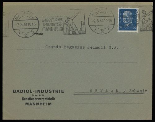 1930, Sport u. Spiel,Turnen, Gymnastik,, DR 416, Brief